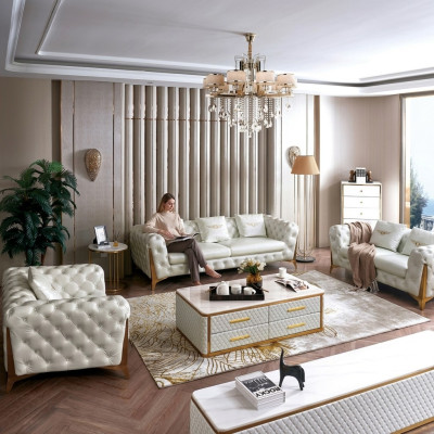 Muebles de lujo italianos para sala de estar, juego de sofás de 3+2+1 piezas.