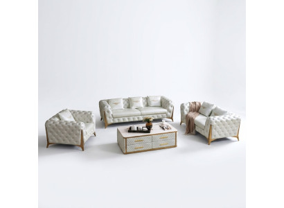 Sofá Chesterfield de lujo conjunto de 3+2+1 plazas con mesa de café muebles sofá
