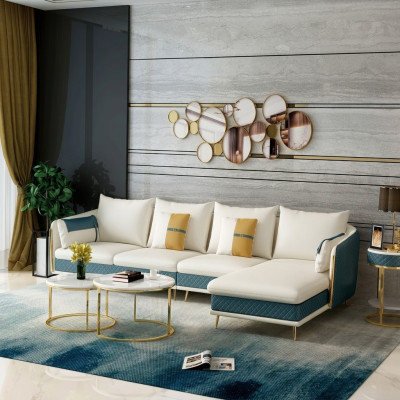 Conjunto de salón en forma de L Sofá de esquina Sofá Diseño Tela Conjunto Esquina Nuevo