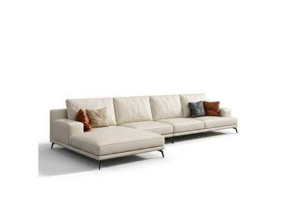 Moderno conjunto de sofás en esquina forma L con esquina de asiento tapizada y taburete Italia