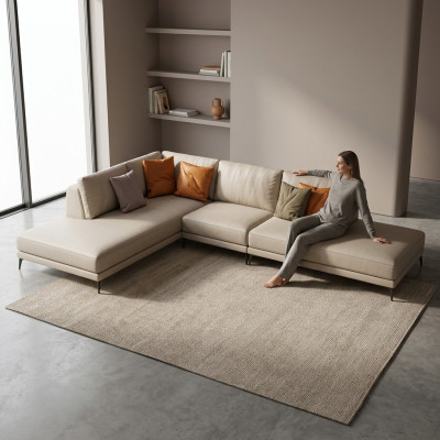 Sofá de esquina conjunto de tapicería paisaje de vida decoración en forma de L sofá de diseñador sofá