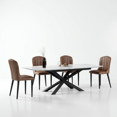 Muebles de diseño italiano Mesa de comedor Oficina Conferencia Mesa de lujo Metal