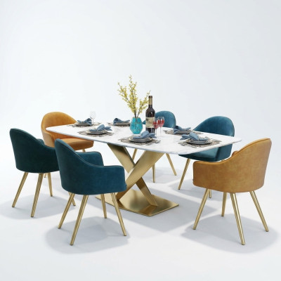 Mesa de comedor Muebles de diseño italiano Oficina Conferencia Mesa de lujo Metal