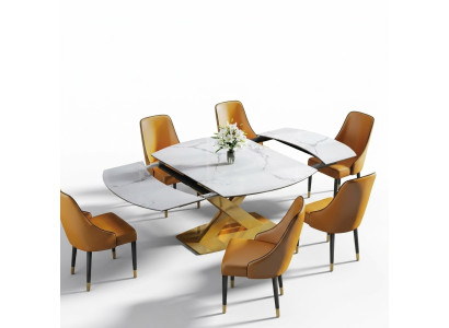 Moderna mesa de comedor de madera, mesa de comedor de 120/180 cm, habitación comedor.