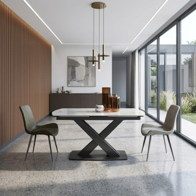 Mesa de comedor de madera moderna, mesa de madera extensible de 120/180 cm para comedor.