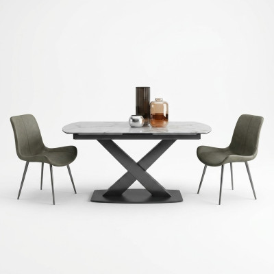 Mesa de comedor de madera moderna, mesa de madera extensible de 120/180 cm para comedor.