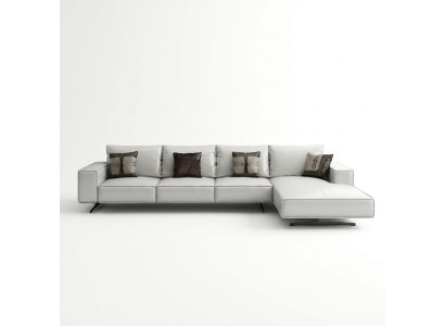 Moderna sala de estar con sofá esquinero, sofá tapizado, asiento de cuero, esquina de decoración.