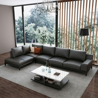 Sofá de cuero de diseñador sofá de esquina acolchado sofá de esquina asiento en forma de L juego de decoración.