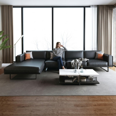 Sofá esquinero con conjunto de tapizado, decoración de salón en forma de L, sofá de diseñador.