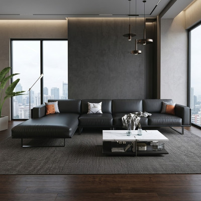 Sofá esquinero con conjunto de tapizado, decoración de salón en forma de L, sofá de diseñador.
