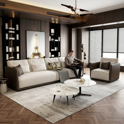 Conjunto completo de sofá 4+1 asientos con mesa de centro diseño de sala de estar