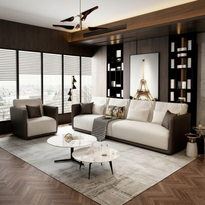 Conjunto completo de sofá 4+1 asientos con mesa de centro diseño de sala de estar