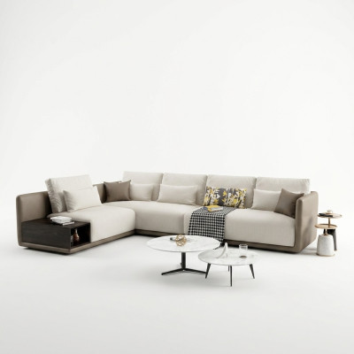 Sofá de cuero de diseñador Sofá de esquina Sofá de asiento con revestimiento decorativo en forma de L.