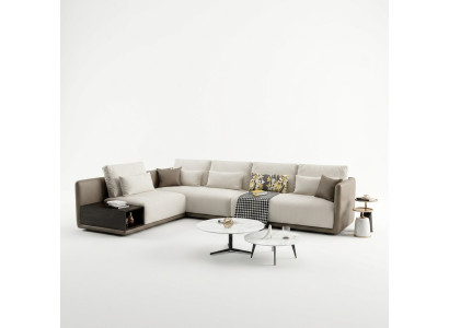 Sofá de cuero de diseñador Sofá de esquina Sofá de asiento con revestimiento decorativo en forma de L.