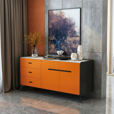 Muebles de estilo italiano, cómoda alta, armario de diseñador, armarios naranjas.