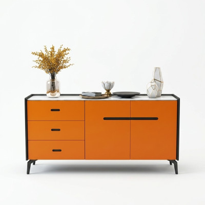 Muebles de estilo italiano, cómoda alta, armario de diseñador, armarios naranjas.