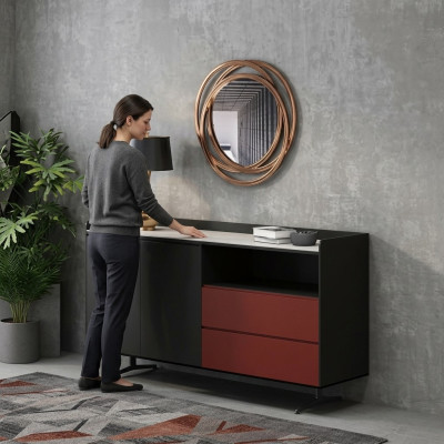 Italian designer chest of drawers style furniture tall cabinet cabinets orange