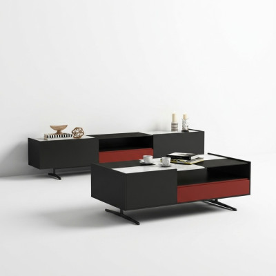 Muebles de diseño italiano en conjunto de 3 piezas: cómoda + mesa de centro + soporte de TV.