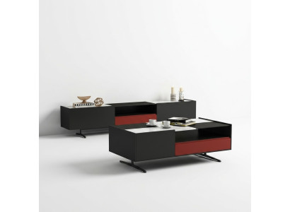 Muebles de diseño italiano en conjunto de 3 piezas: cómoda + mesa de centro + soporte de TV.