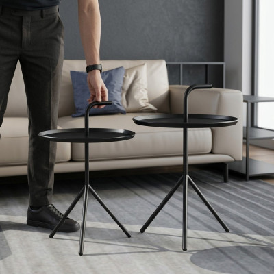 Set de 2 mesas de centro para decoración, mesa de café, mesa auxiliar, mesa de diseñador para sala de estar.