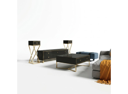 Muebles de diseño italiano, 2 piezas. Set de cómoda + mesa de centro en alto brillo.