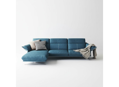 Tejido Sofá en forma de L, conjunto de sofás de esquina de diseño moderno de color azul nuevo.