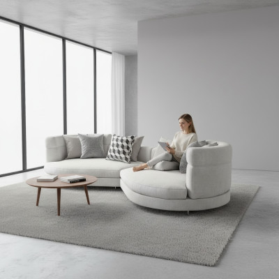 Sofá redondo grande XXL de 4 plazas de diseño italiano de lujo Sofá redondo de lujo con tapicería