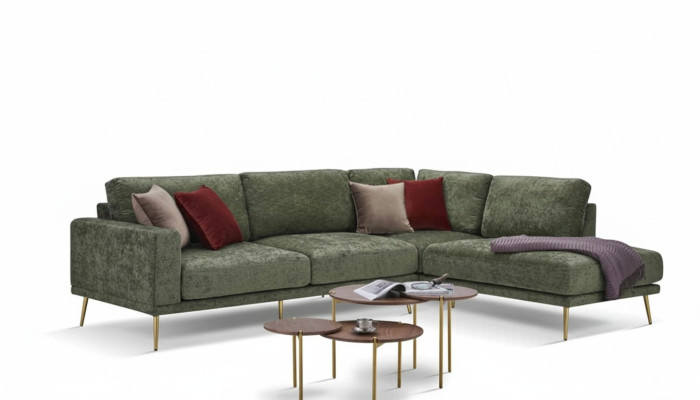 Diseño de tela en forma de L Sofá Sofá de esquina moderno Conjunto de sofá Salón Sofá Acolchado