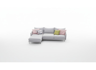 Sofá de esquina en forma de L, tela de poliéster acolchado, asiento de sofá textil diseño italiano Nuevo.