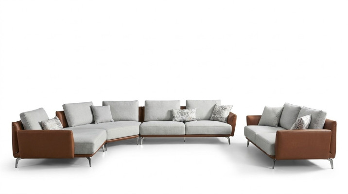 Sofá de esquina conjunto de sala de estar sofá sofá forma de L tapizado sofás conjunto de diseño de cuero.