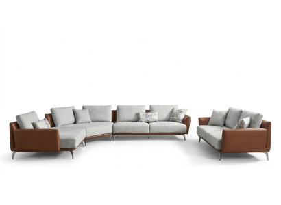 Sofá de esquina conjunto de sala de estar sofá sofá forma de L tapizado sofás conjunto de diseño de cuero.