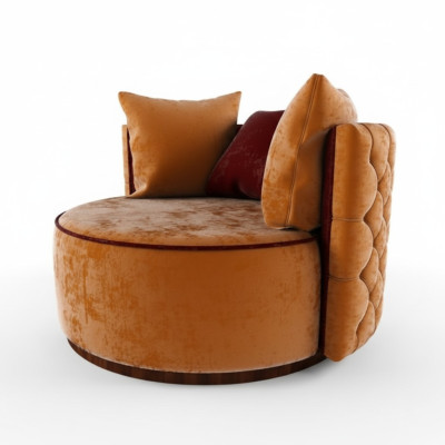 Silla redonda Chesterfield Club, sofá redondo, sillas de relax redondas, silla tapizada.