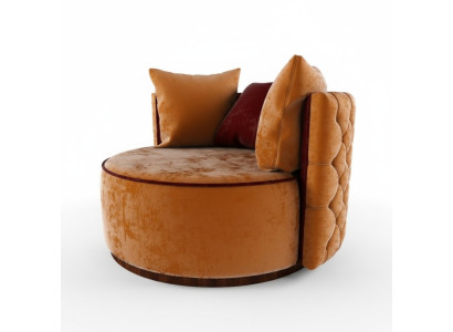 Silla redonda Chesterfield Club, sofá redondo, sillas de relax redondas, silla tapizada.