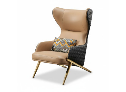 Sillón relax de cuero Lounge Club acolchado Diseño Sofá de lujo beige Nuevo.