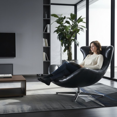 Silla Diseño Sofá Sofá Asiento Cuero Salón Club Tapizado Lujo Orejas Asiento Relax
