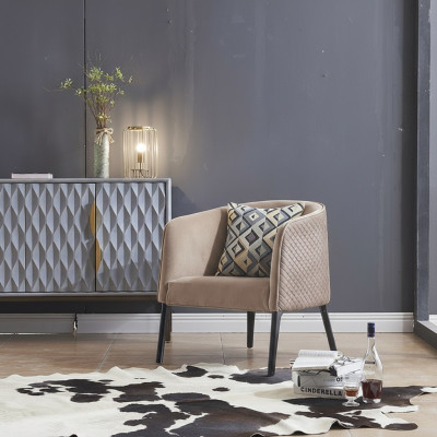 Silla de lujo tapizada Cóctel Relax Lounge Club Sillones Muebles Diseño Sillón beige