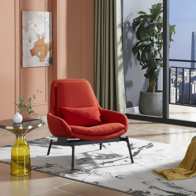 Silla de lujo acolchada para cócteles, relajación, sala de estar, club de muebles, diseño de silla roja.