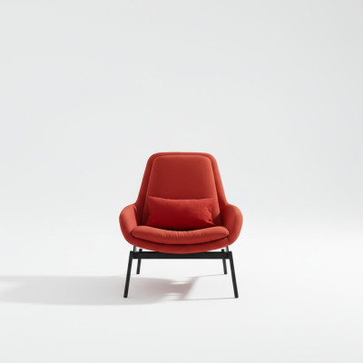 Silla de lujo acolchada para cócteles, relajación, sala de estar, club de muebles, diseño de silla roja.
