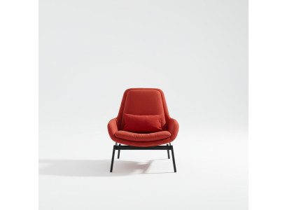 Silla de lujo acolchada para cócteles, relajación, sala de estar, club de muebles, diseño de silla roja.