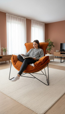 Silla de lujo tapizada cóctel Relax Lounge Club Sillas Mueble Sillón de diseño Naranja