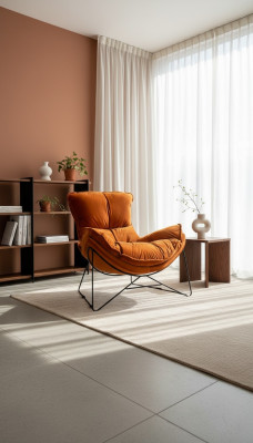 Silla de lujo tapizada cóctel Relax Lounge Club Sillas Mueble Sillón de diseño Naranja