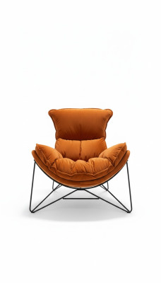 Silla de lujo tapizada cóctel Relax Lounge Club Sillas Mueble Sillón de diseño Naranja