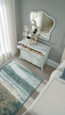 Toilette con espejo Armario Cómodas Conjunto de dormitorio de madera Estilo moderno Tocador