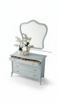 Toilette con espejo Armario Cómodas Conjunto de dormitorio de madera Estilo moderno Tocador