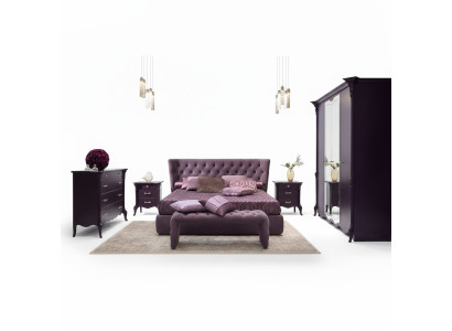 Set de dormitorio Conjunto de cama 2x mesitas de noche Taburete 3 piezas Chesterfield Completo