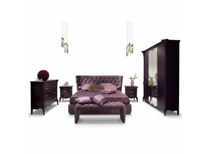 3 piezas. Conjunto de dormitorio Cama 2x Mesita consola Cama doble de hotel con cabecero acolchado