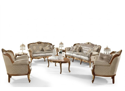 Estilo rococó sofá italiano conjunto clásico de muebles de salón de madera maciza.
