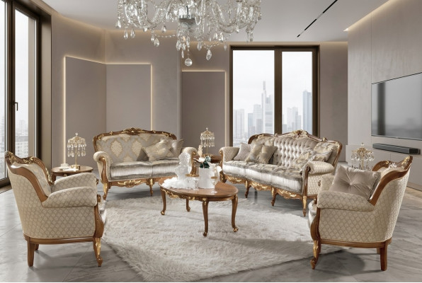 Muebles italianos grupo de sofás clásicos de madera maciza