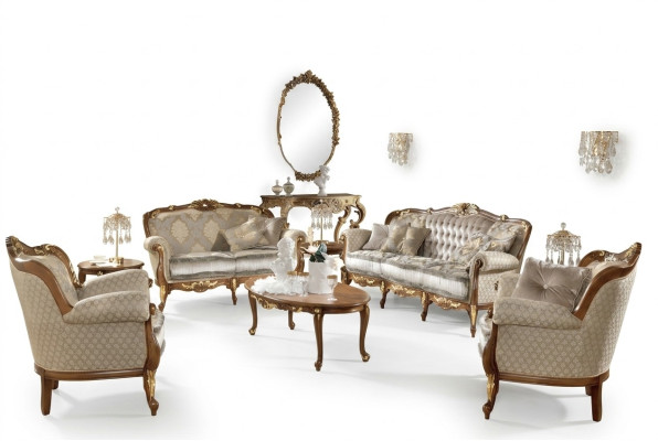 Muebles italianos grupo de sofás clásicos de madera maciza