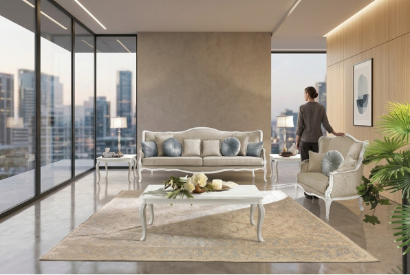 Salón de sofás barroco rococó 3+2 plazas Juego de sofás tapizados Sofás de tela nuevos